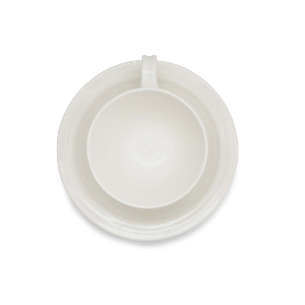 Portmeirion Sophie Conran Porcelain Teacup & Saucer, Set of 4, White