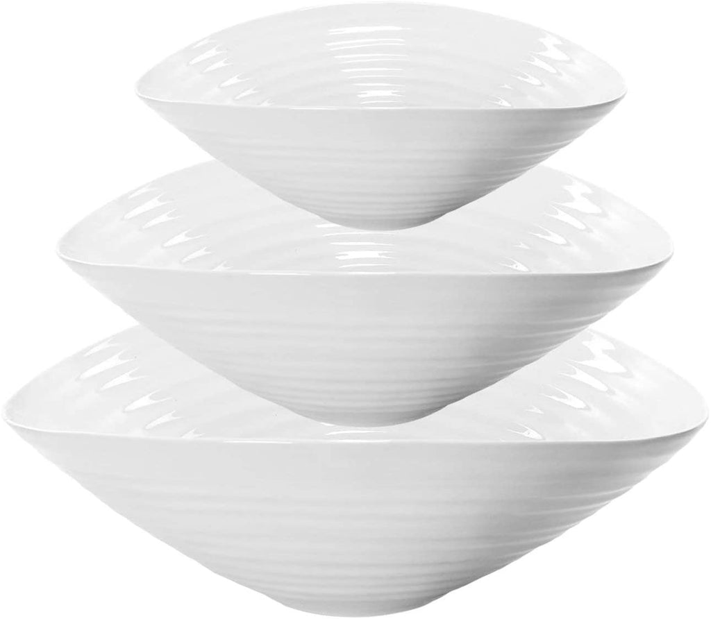 Portmeirion Sophie Conran Porcelain Salad Bowls, Set of 3, White