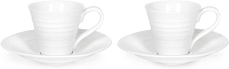 Portmeirion Sophie Conran Porcelain Espresso Cup & Saucers, Set of 2, White