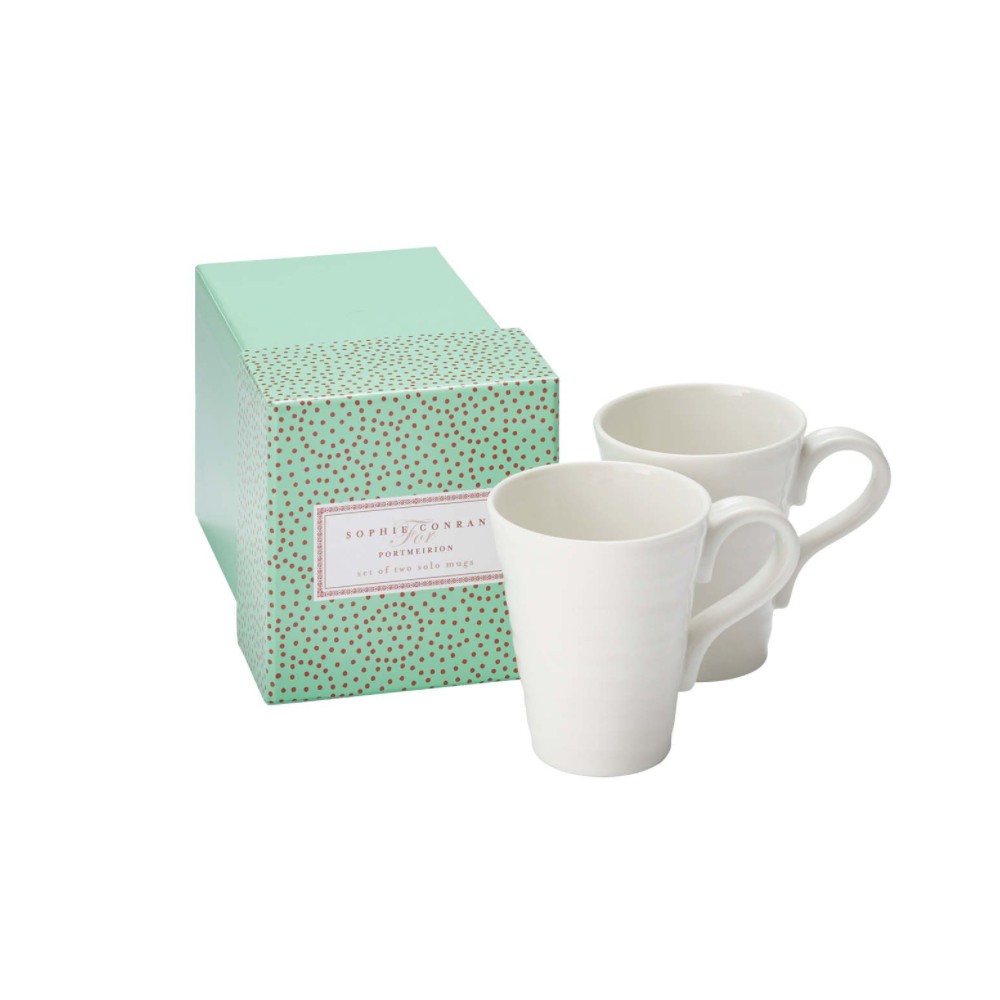 Portmeirion Sophie Conran Porcelain Small Solo Mugs, Set of 2, White