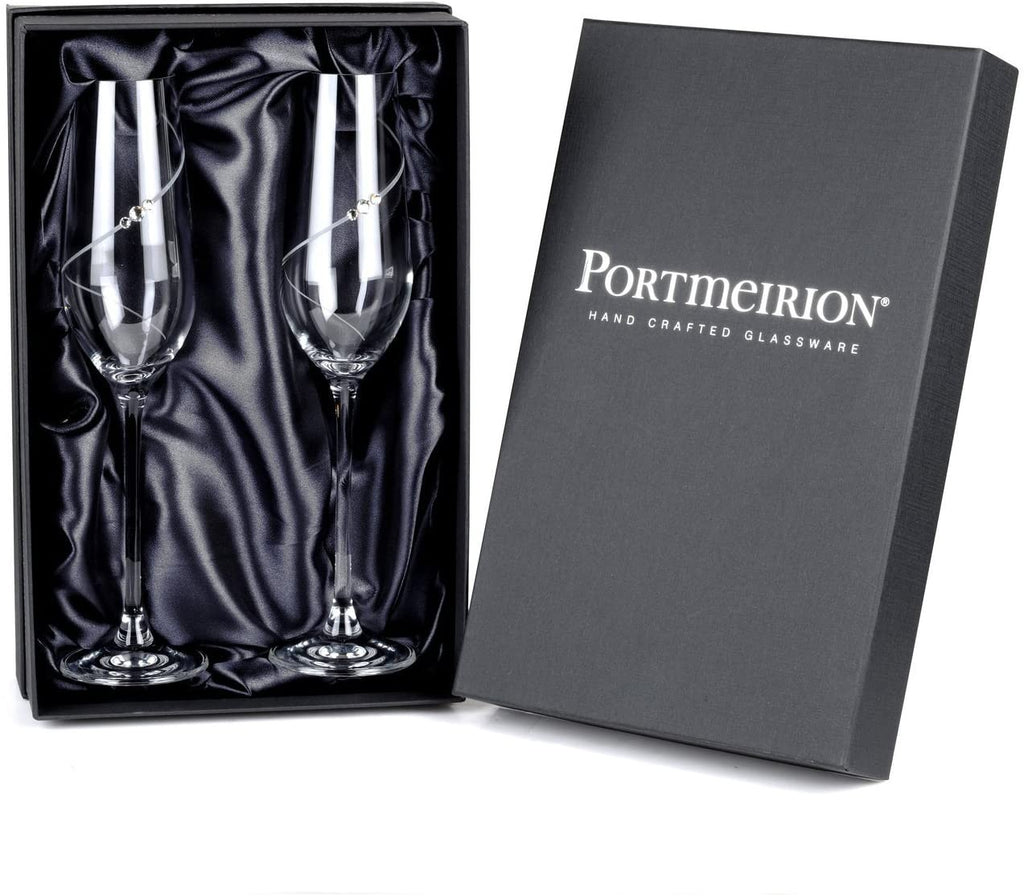 Portmeirion Auris Crystal Champagne Flute Glasses, Set Of 2