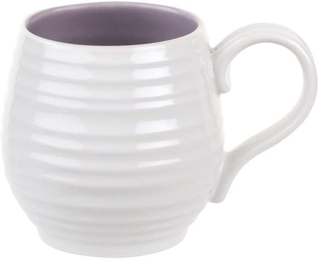 Portmeirion Sophie Conran Porcelain Honey Pot Barrel Mug, 10oz, Set Of 4, Mulberry