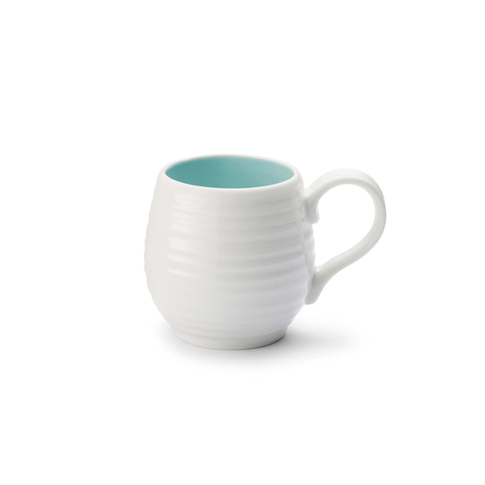 Portmeirion Sophie Conran Porcelain Honey Pot Barrel Mug, 10oz, Set Of 4, Celadon