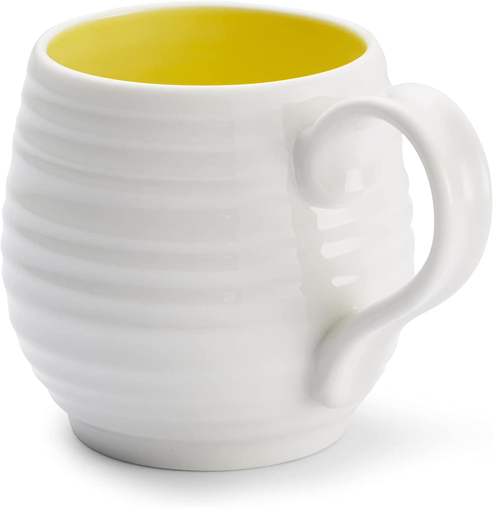 Portmeirion Sophie Conran Porcelain Honey Pot Barrel Mug, 10oz, Set Of 4, Sunshine