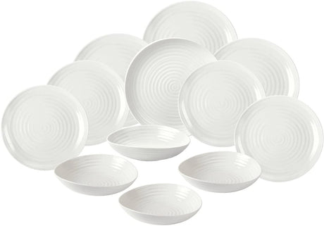 Portmeirion Sophie Conran Porcelain Coupe Dinner Set , 12 Piece Set,  White