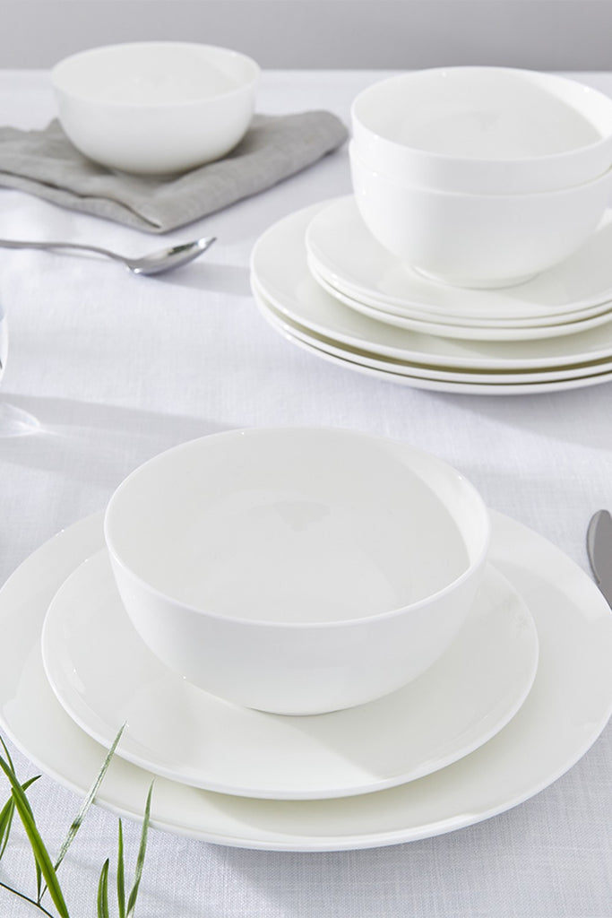 Portmeirion Sophie Conran Porcelain Coupe Dinner Set , 12 Piece Set,  White