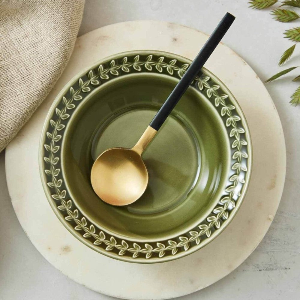 Portmeirion Botanic Garden Earthenware Harmony Cereal Bowls, Set Of 4, Forest Green