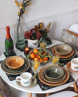 Portmeirion Botanic Garden Earthenware Harmony Pasta Bowl, Set of 4, Forest Green