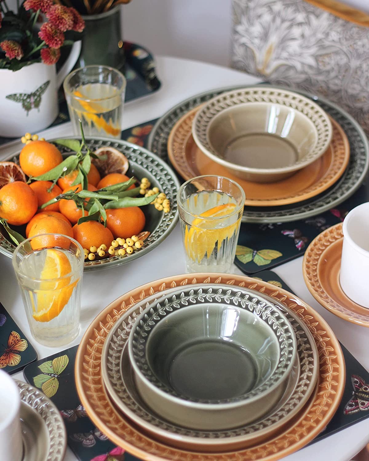 Portmeirion Botanic Garden Earthenware Harmony Pasta Bowl, Set of 4, Stone