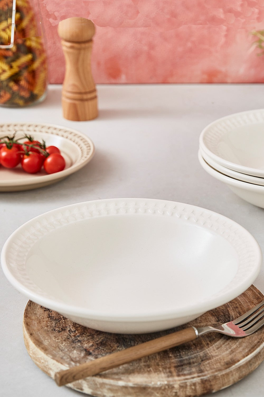 Portmeirion Botanic Garden Earthenware Harmony Pasta Bowls, Set of 4, White
