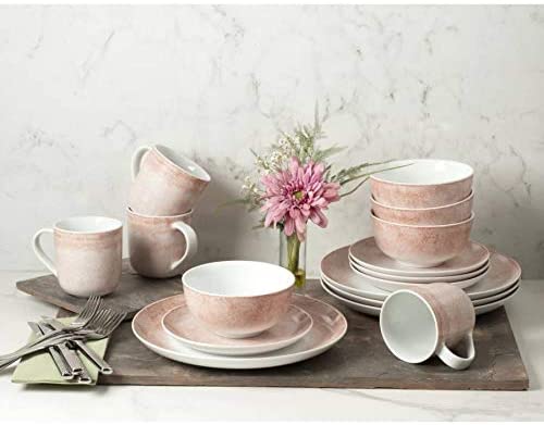 Image - Portmeirion Porcelain Dinnerware Set, 16pcs, Crackle Pink