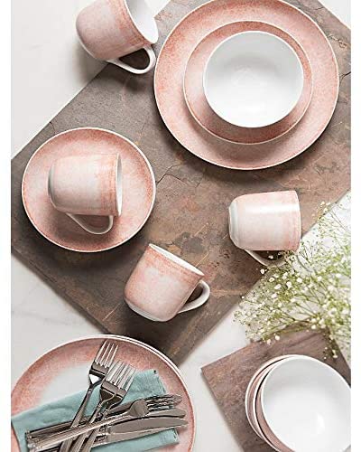 Image - Portmeirion Porcelain Dinnerware Set, 16pcs, Crackle Pink