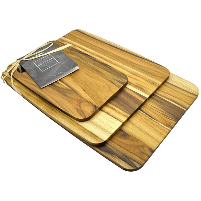 Image - Stolf, 3 Piece Teak Slimline Chopping Boards, L22.8cm + L27.4cm + L34.9cm