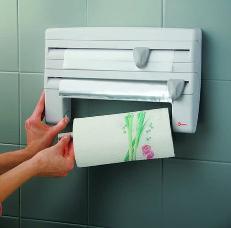 Image - Metaltex Roll & Roll Kitchen Tissue Roll Dispenser, 2-Rolls, Built-In Knives
