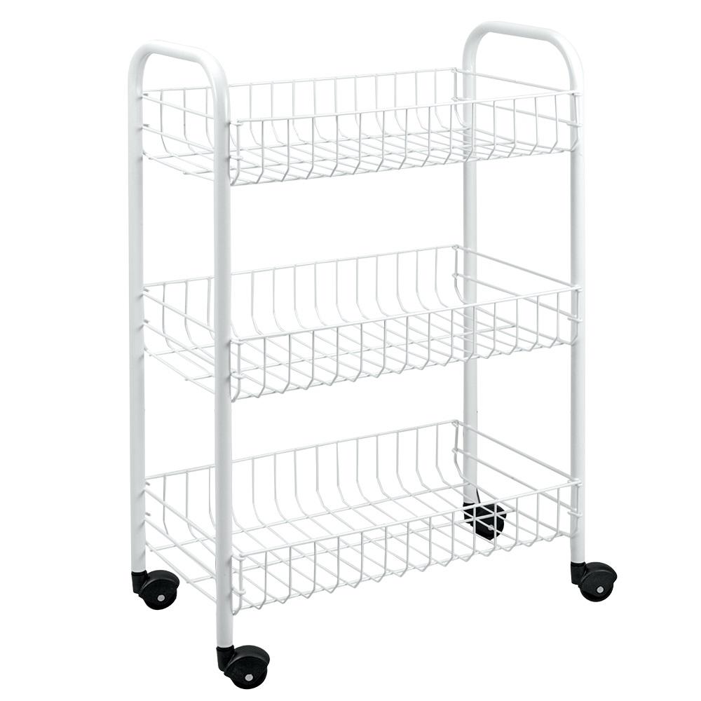 Image - Metaltex Siena Rolling Cart, 3 Baskets, White
