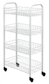 Image - Metaltex Pisa 4 Tier Rolling Cart, Plastic Coated, White