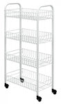 Image - Metaltex Pisa 4 Tier Rolling Cart, Plastic Coated, White