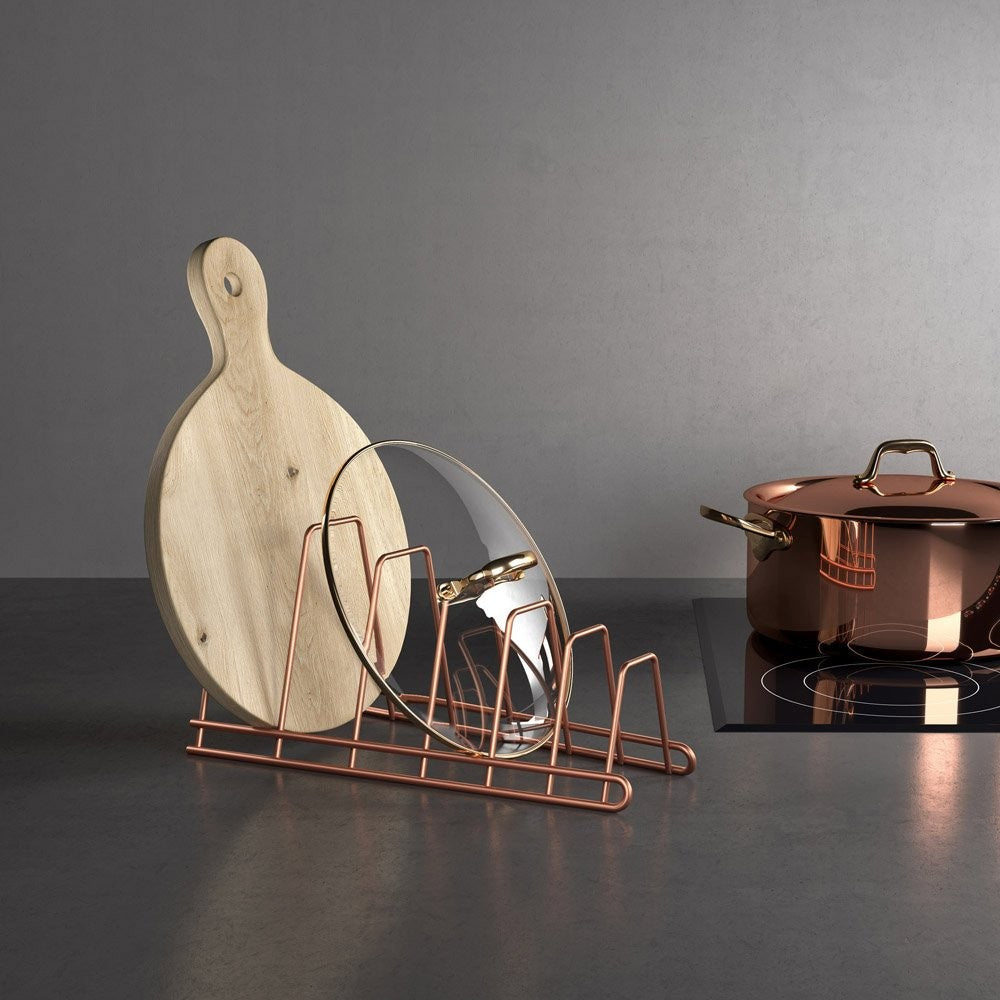 Image - Metaltex 'Cricket' Tray and Pot Lid Holder, 34cm, Rose Gold