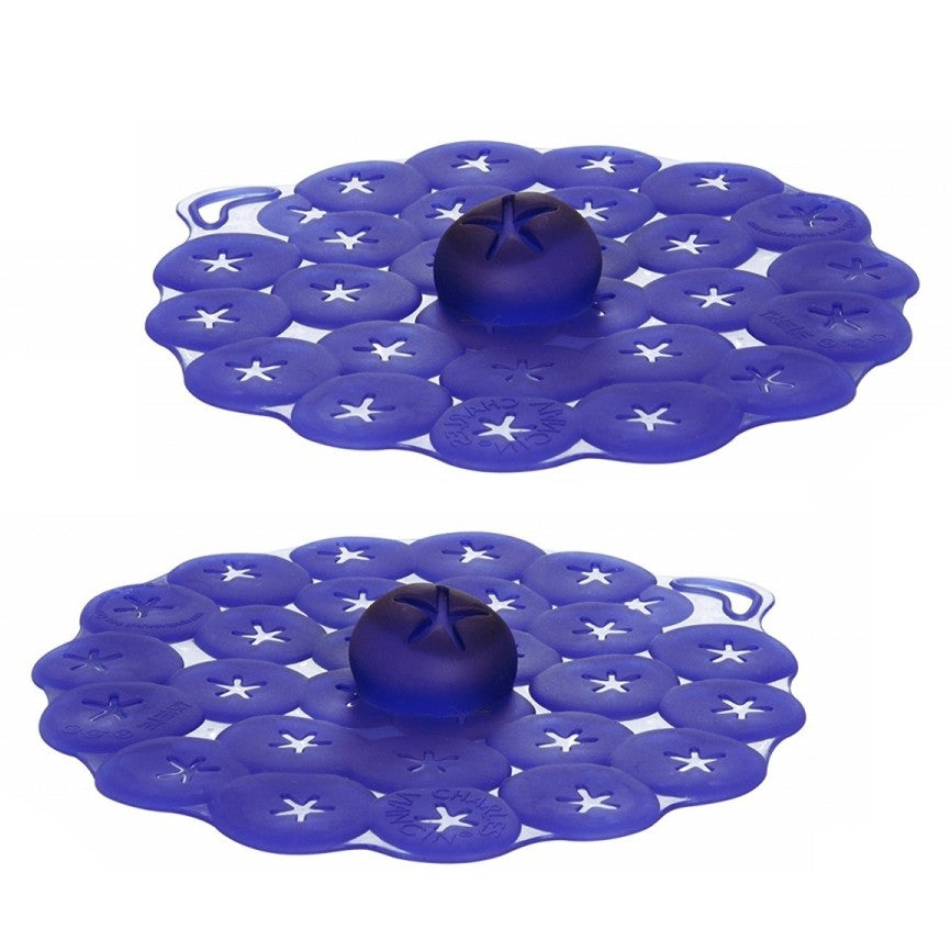 Image - Charles Viancin Silicone Airtight Drink Lids, Pack of 2, 10cm, Blueberry