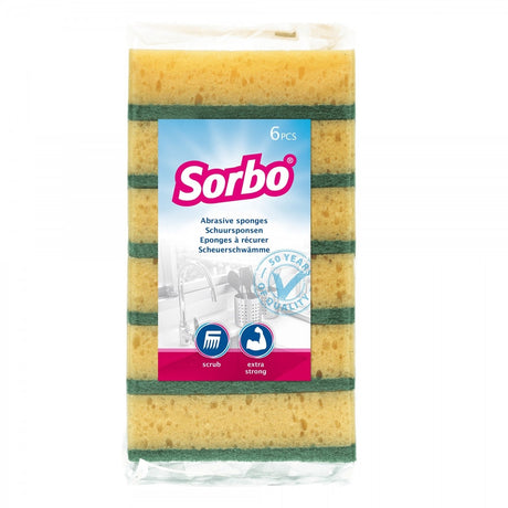 Image - George East Sorbo Scouring Sponges, Yellow, Pack of 6