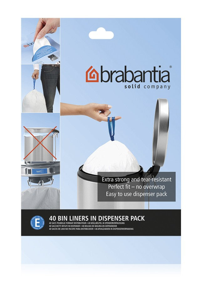 Image - Brabantia Dispenser Pack of Perfect Fit 40 Bin Liners, Size E, White