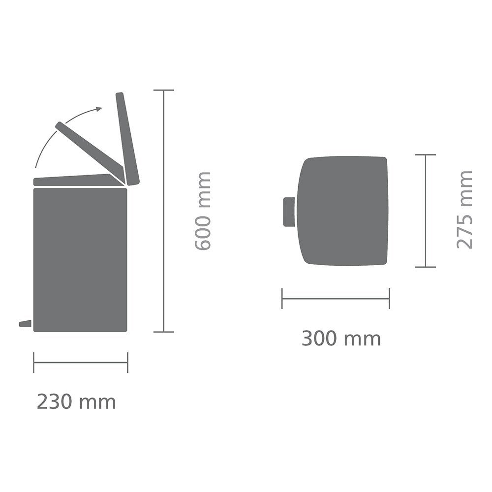 Image - Brabantia Silent Rectangular Pedal Bin, 10 Litre, Matt Steel