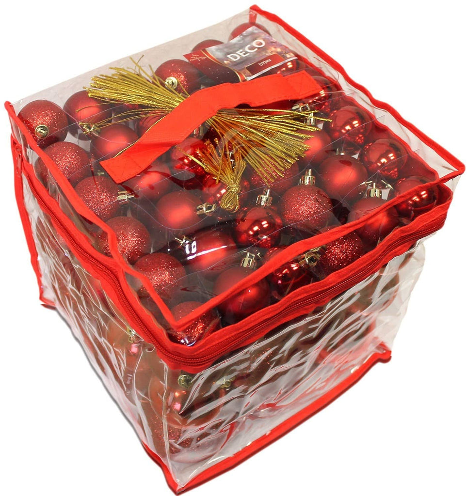 Image - Christmas Gifts Plastic Decorating Balls, 77pcs, Red