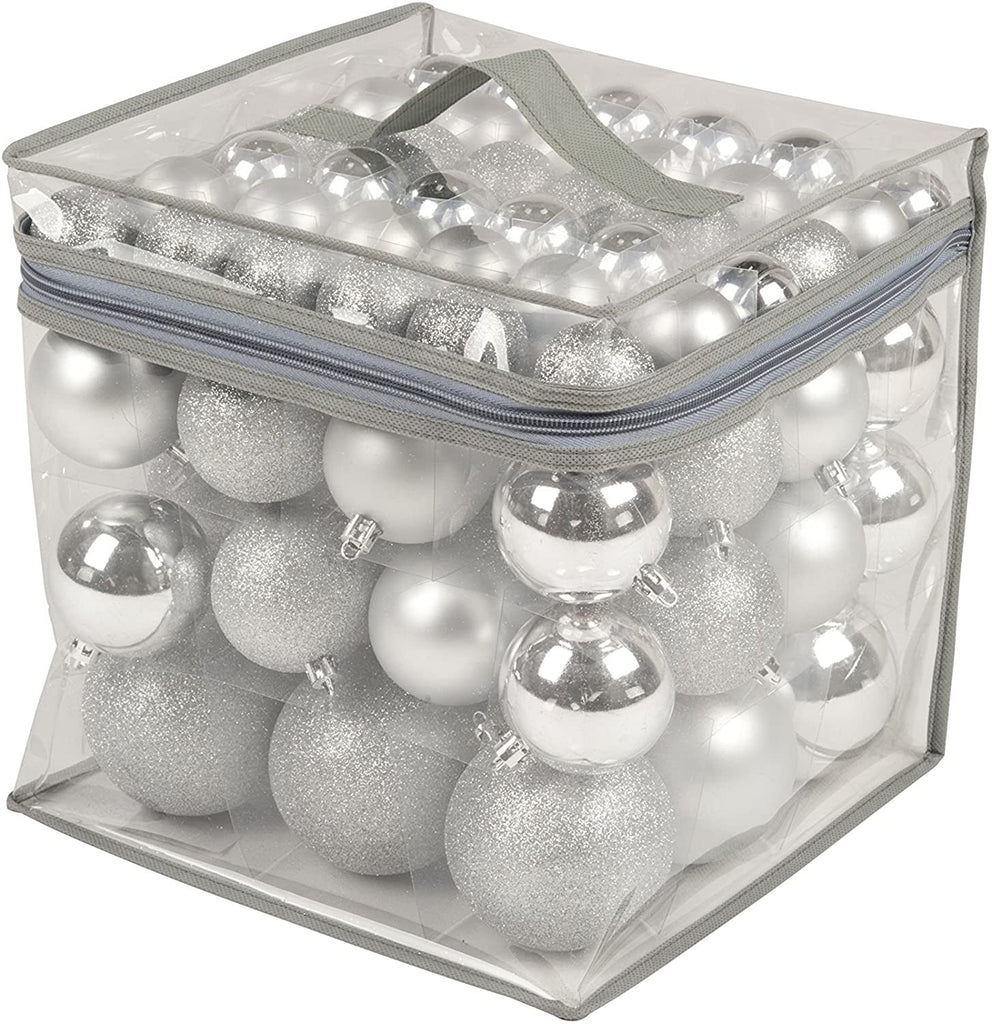 Image - Christmas Gifts Plastic Decorating Balls, 77pcs, Silver