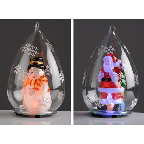 Image - Christmas Drop with Led Light Decoration Glass Ball, 2 Assorted Model