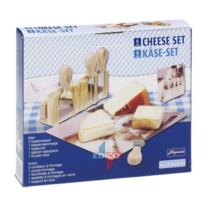 Image - Cuisine Elegance Cheese set 6pcs, 24x20cm, Wood/Glass