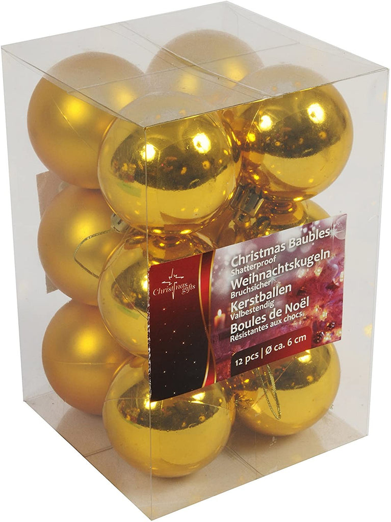 Image - Christmas Gifts Decorating Balls, 6cm, 12pcs, Gold
