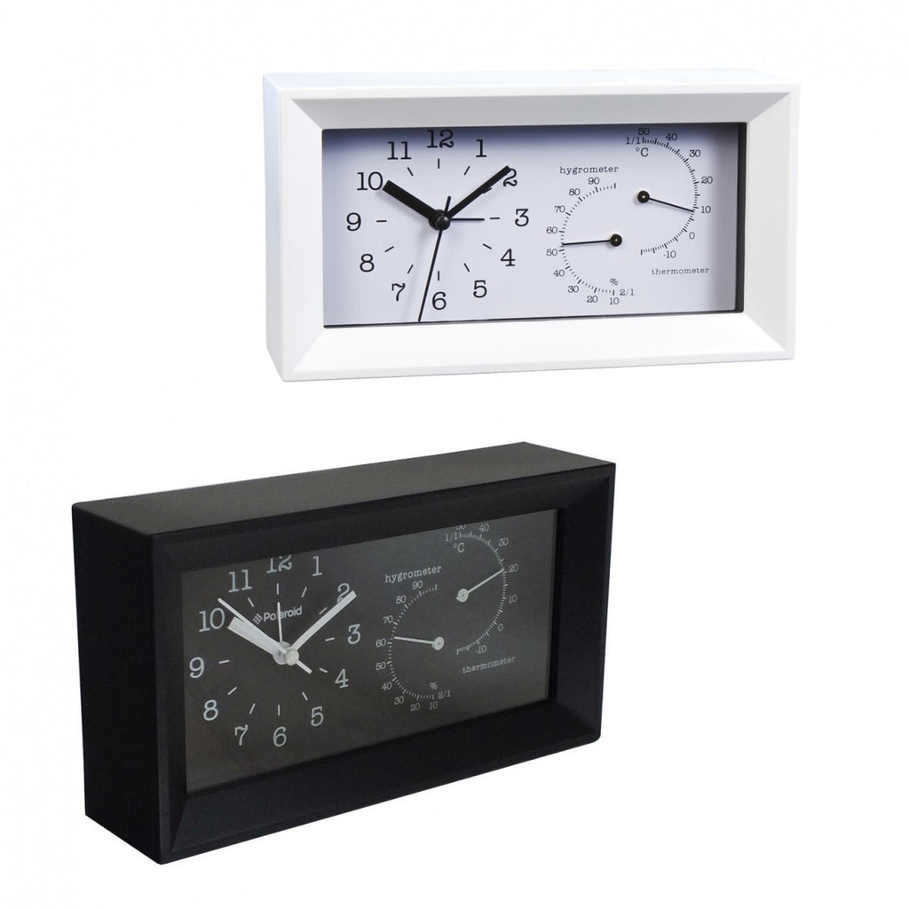 Image - Polaroid Clock Alarm Thermo/Hygrometer, Black and White