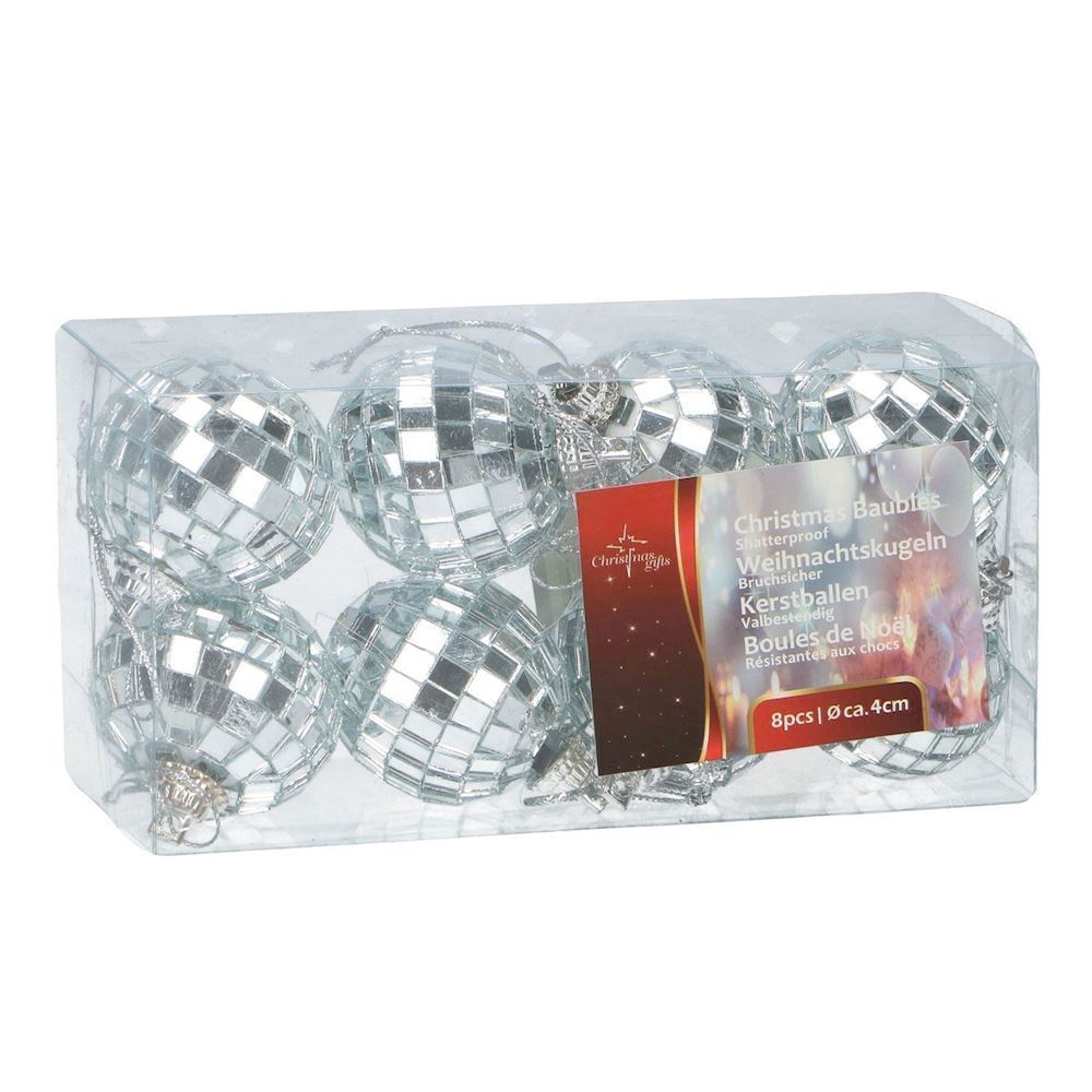 Image - Christmas Gifts Decorating Mirror Disco Balls, 4cm, Pack of 8
