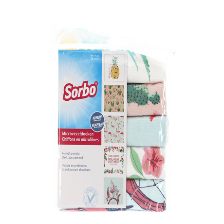 Image - Sorbo Microfibre 5 Pack Tropical Print Cloths