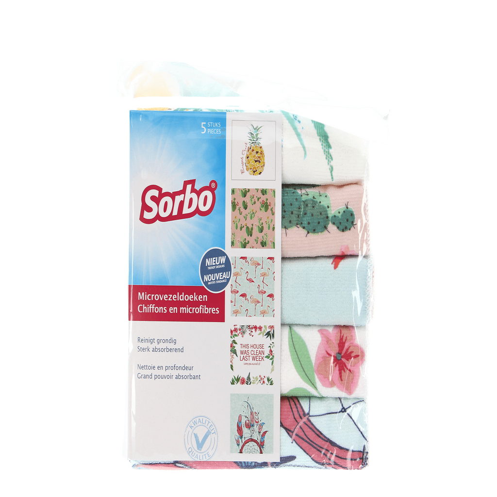 Image - Sorbo Microfibre 5 Pack Tropical Print Cloths