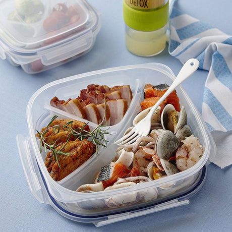 Image - Lock & Lock Square Divided Container, 1.5L, Clear