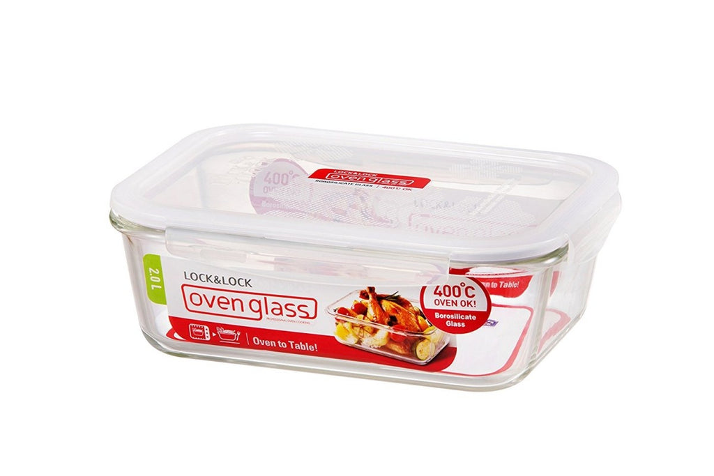 Image - Lock & Lock Oven glass Rectangular Container, 2 litre, Clear