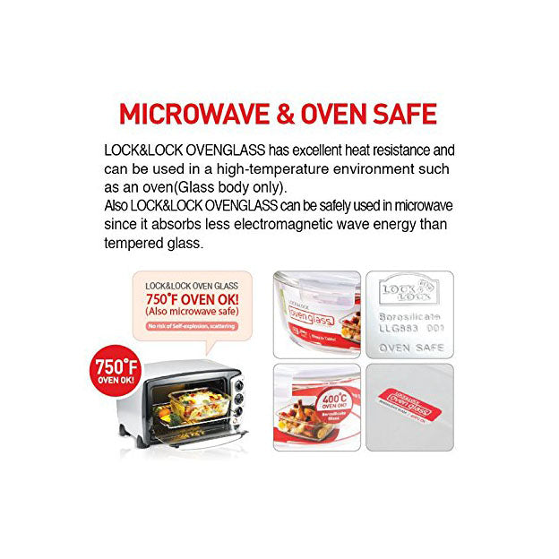 Image - Lock & Lock Oven glass Round Container, 650 ml, Clear