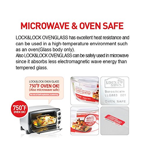 Image - Lock & Lock Oven glass Round Container, 950ml, Clear