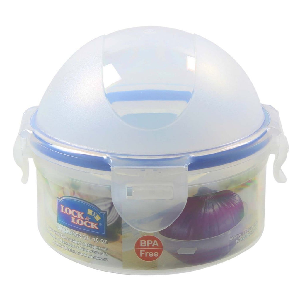 Image - Lock and Lock Round Onion with Domed Lid Container, 300ml, Clear/Blue