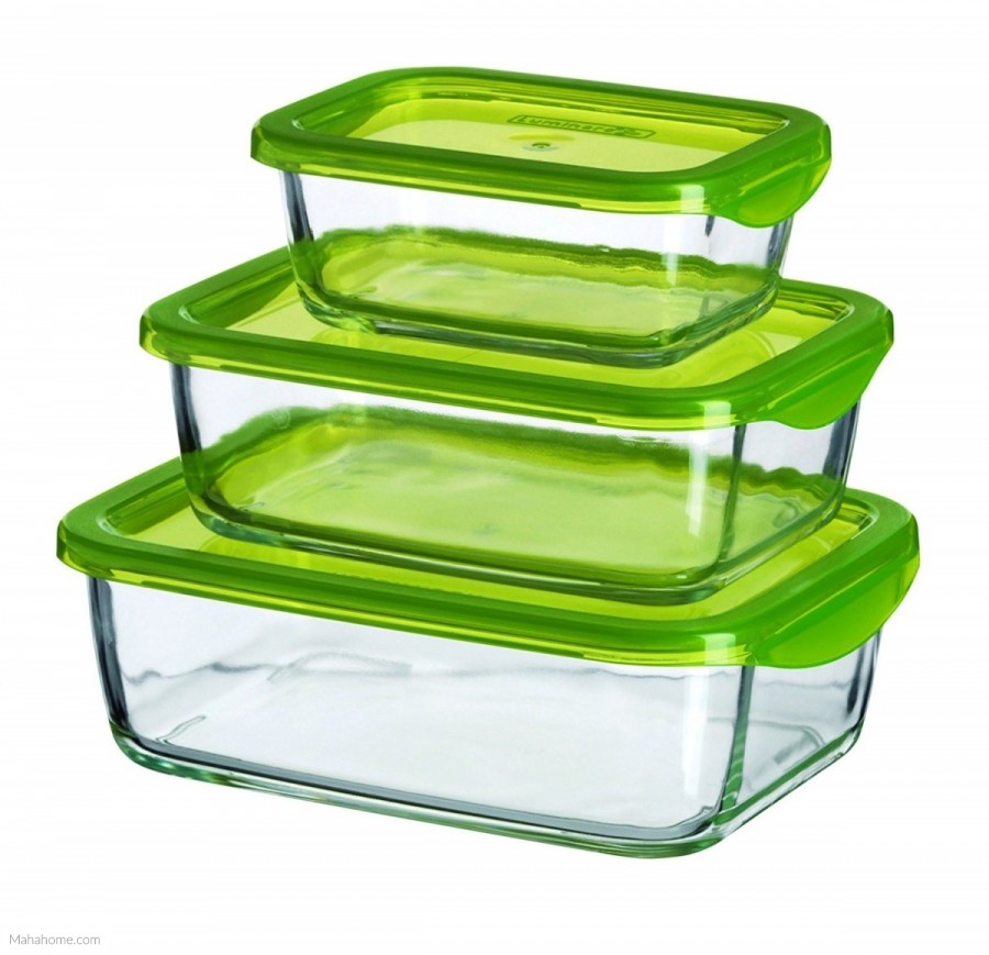 Image - Luminarc Keep'n Box Rectangle With Green Lid, 82cl