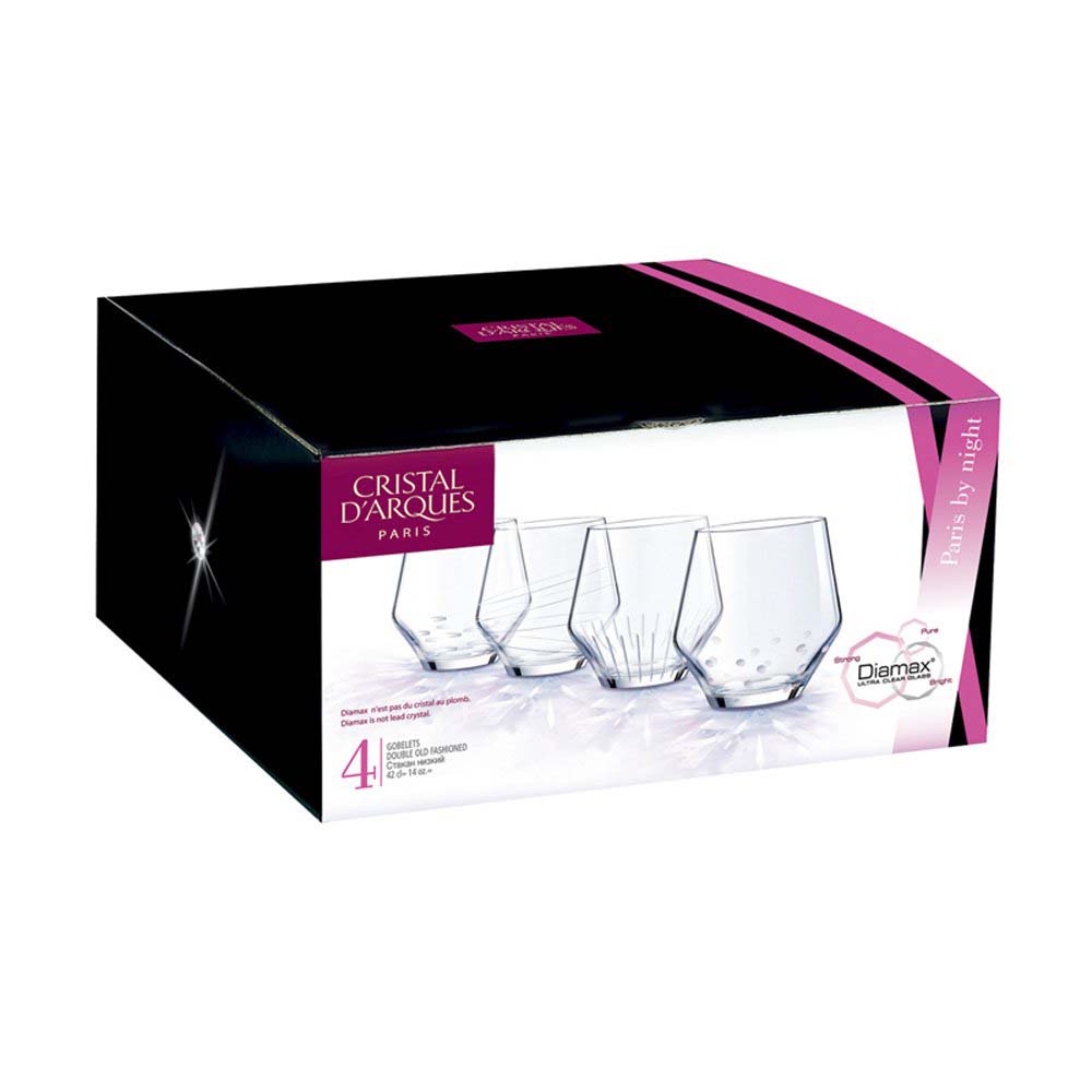 Image - Cristal D'arques PARIS BY NIGHT Double Old Fashioned Goblets, 40cl, 4pc, Clear