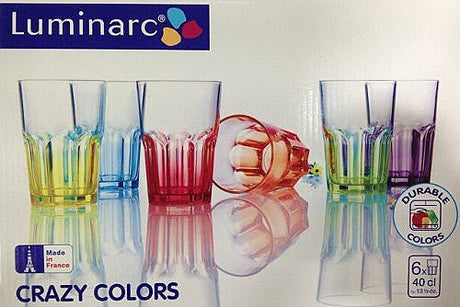 Image - Luminarc Crazy Colours High Balls, 40cl, 6pcs, Assorted