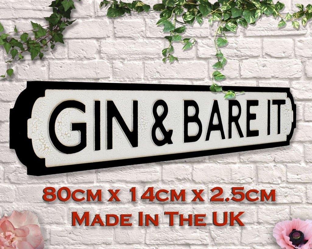 Image - Vintage Mini Street Gin and Bare It Sign
