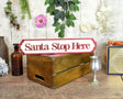 Image - Vintage Mini Street Santa Stop Here Red Glitter Sign